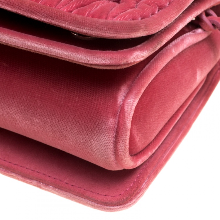 Pre Owned Miu Miu Matte Red Matelassé Velvet Small Club Shoulder Bag