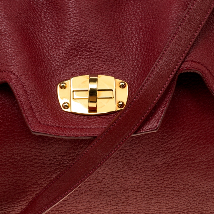 Pre Owned Miu Miu Red Leather East/West Top Handle Shoulder Bag 