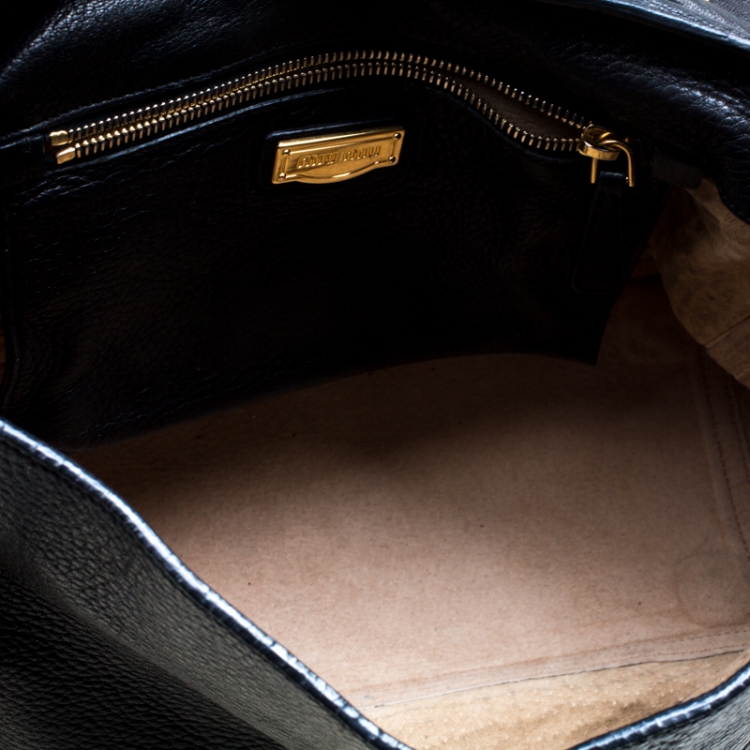 Pre Owned Miu Miu Black Leather Turn Lock Satchel