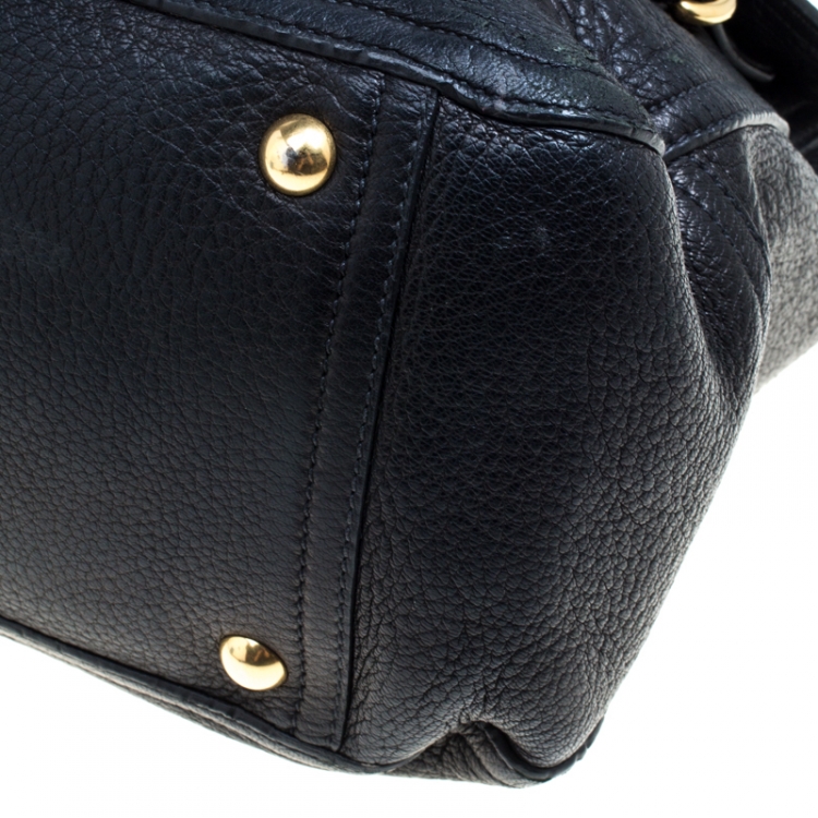 Pre Owned Miu Miu Black Leather Turn Lock Satchel