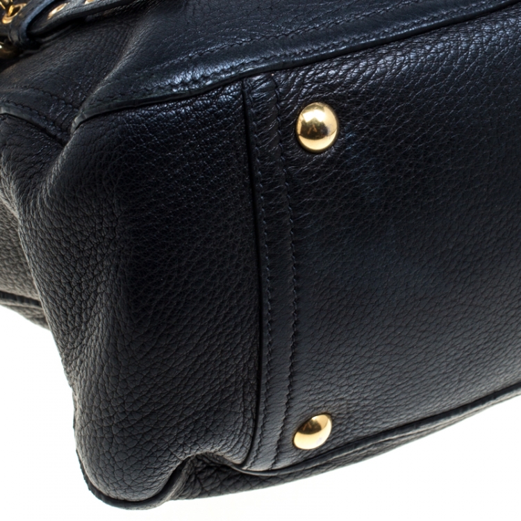 Pre Owned Miu Miu Black Leather Turn Lock Satchel