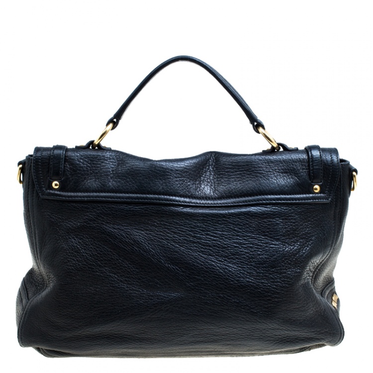 Pre Owned Miu Miu Black Leather Turn Lock Satchel