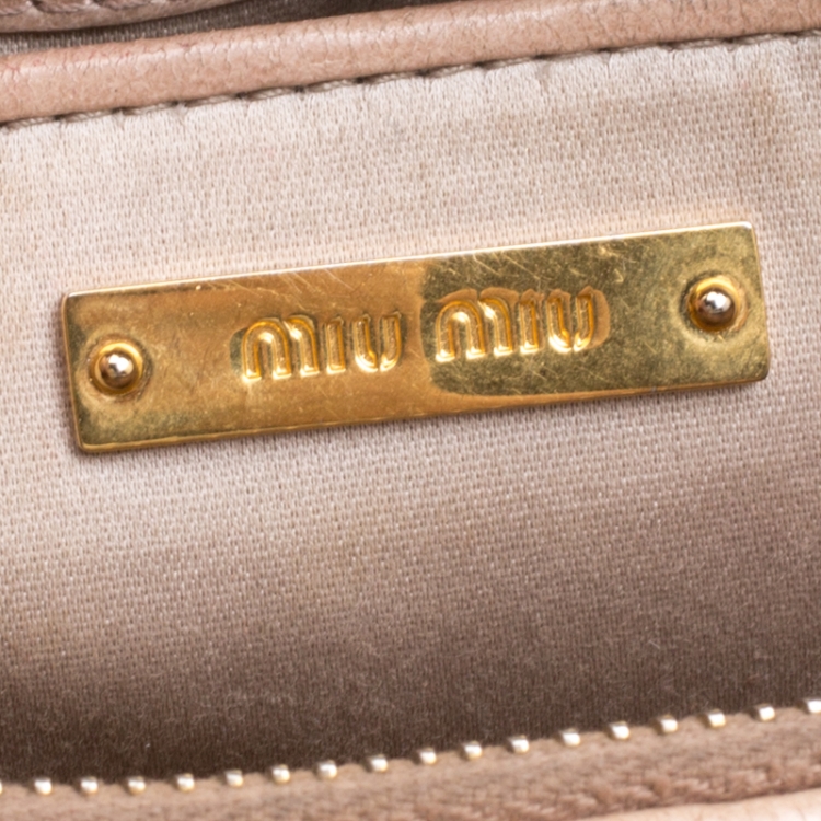Pre Owned Miu Miu Beige Matelasse Lux Leather Shoulder Bag