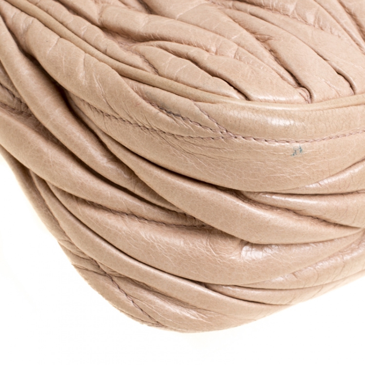 Pre Owned Miu Miu Beige Matelasse Lux Leather Shoulder Bag