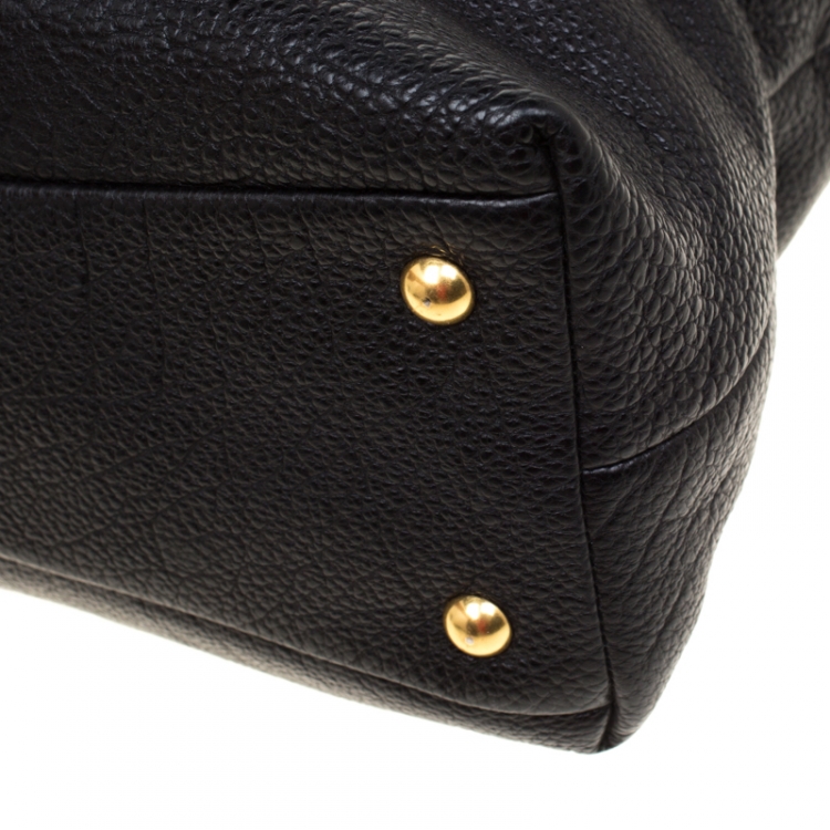 Pre Owned Miu Miu Black Leather Foldover Crossbody Bag 