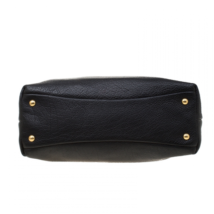 Pre Owned Miu Miu Black Leather Foldover Crossbody Bag 