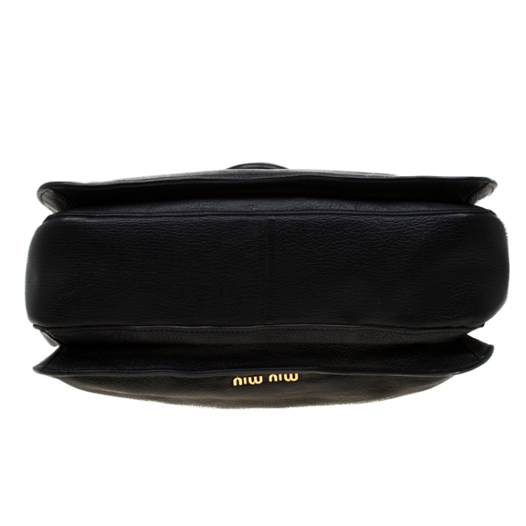 Pre Owned Miu Miu Black Leather Top Handle Bag 