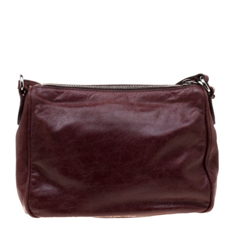 Pre Owned Miu Miu Burgundy Leather Crossbody Bag