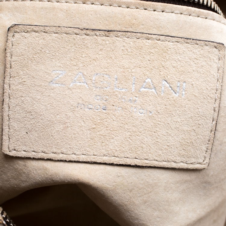 Pre Owned Zagliani Metallic Rose Gold Python Chain Shoulder Bag 