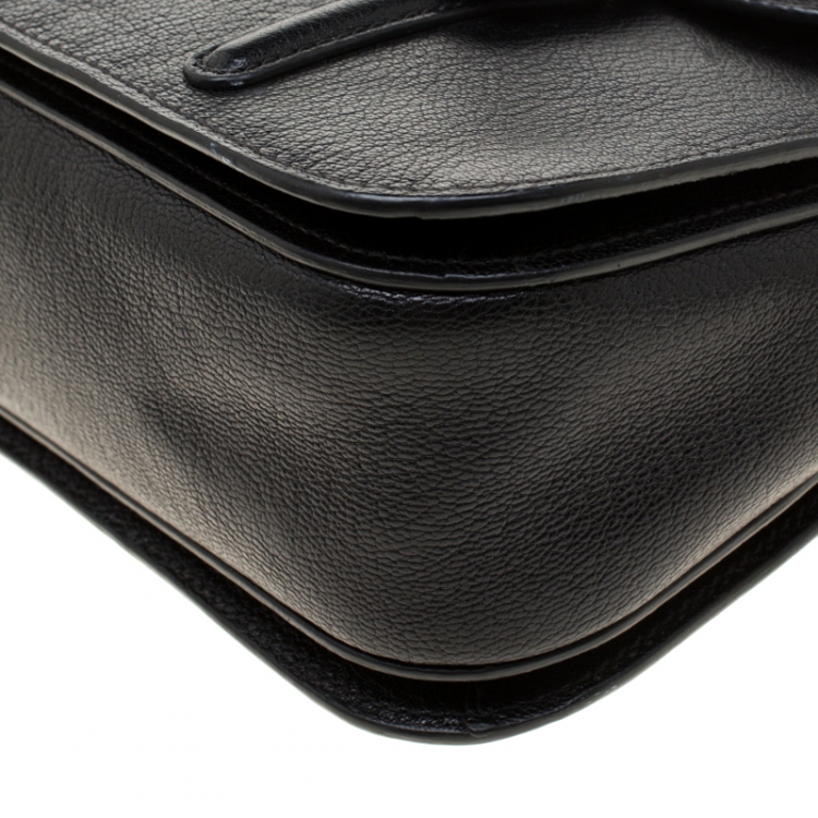 Pre Owned Miu Miu Black Leather Double Turnlock Crossbody Bag