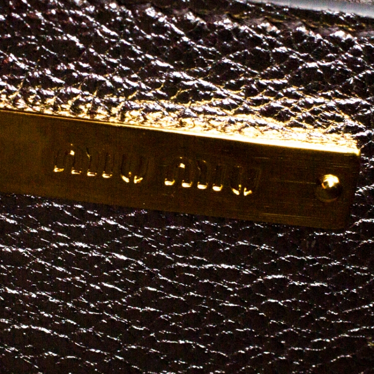 Pre Owned Miu Miu Silver/Gold Leather Madras Crossbody Bag