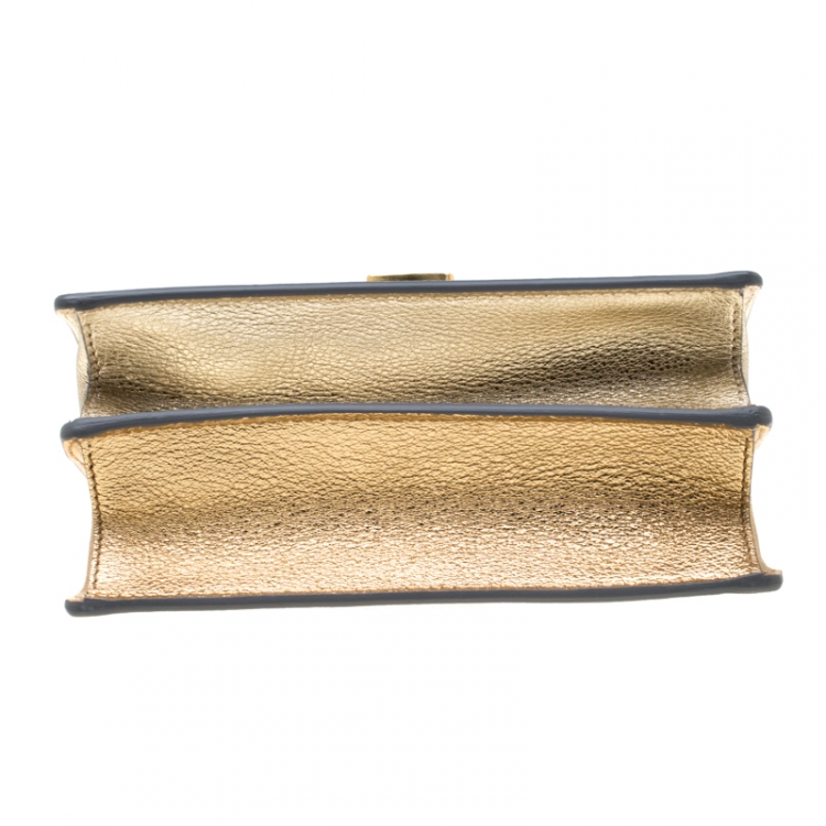 Pre Owned Miu Miu Silver/Gold Leather Madras Crossbody Bag