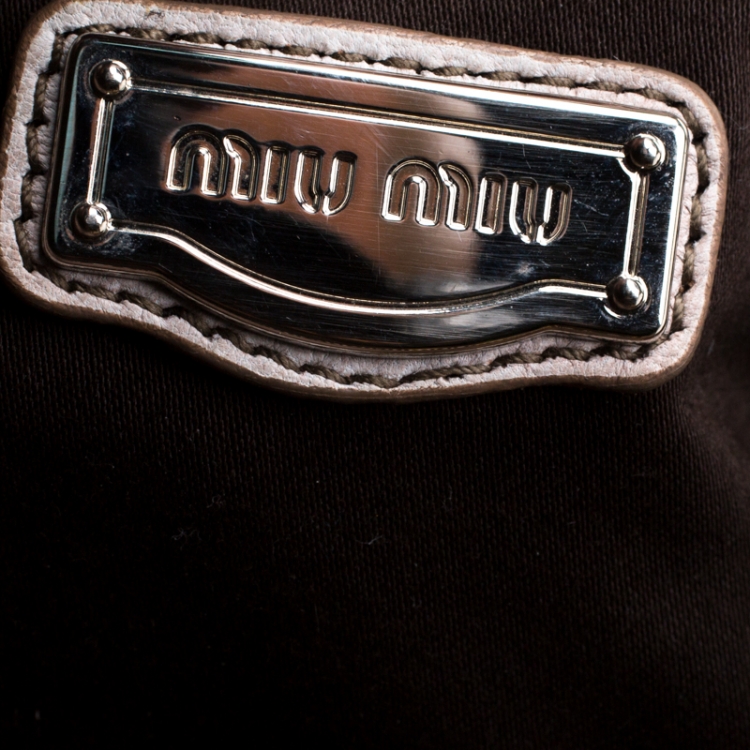 Pre Owned Miu Miu Beige Matelasse Leather Tote