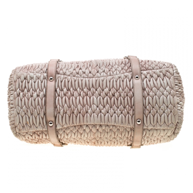 Pre Owned Miu Miu Beige Matelasse Leather Tote