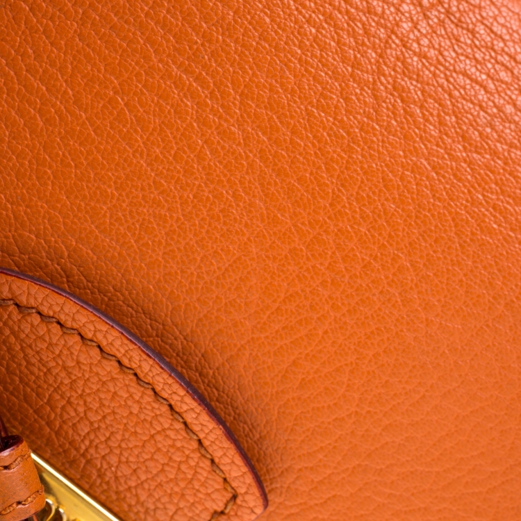 Pre Owned Miu Miu Orange Leather Madras Crossbody Bag