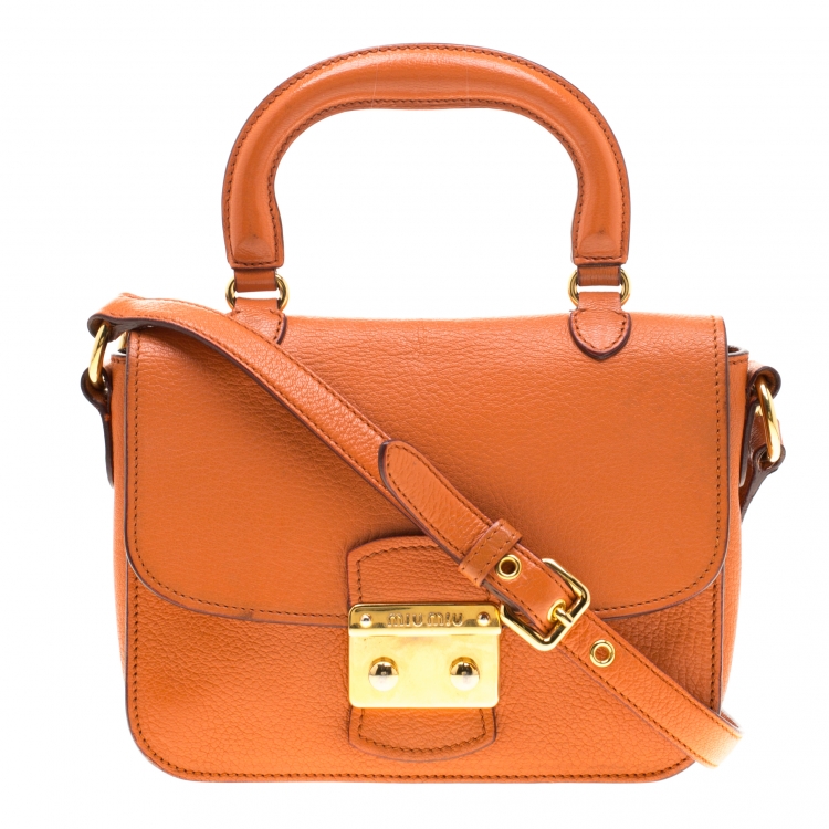 Miu Miu Orange Leather Madras Crossbody Bag Miu Miu | The Luxury Closet