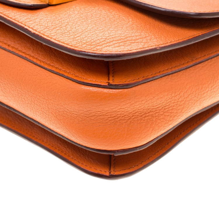 Pre Owned Miu Miu Orange Leather Madras Crossbody Bag