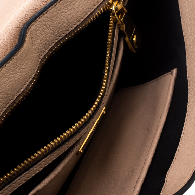 Pre Owned Miu Miu Beige Leather Flap Crossbody Bag