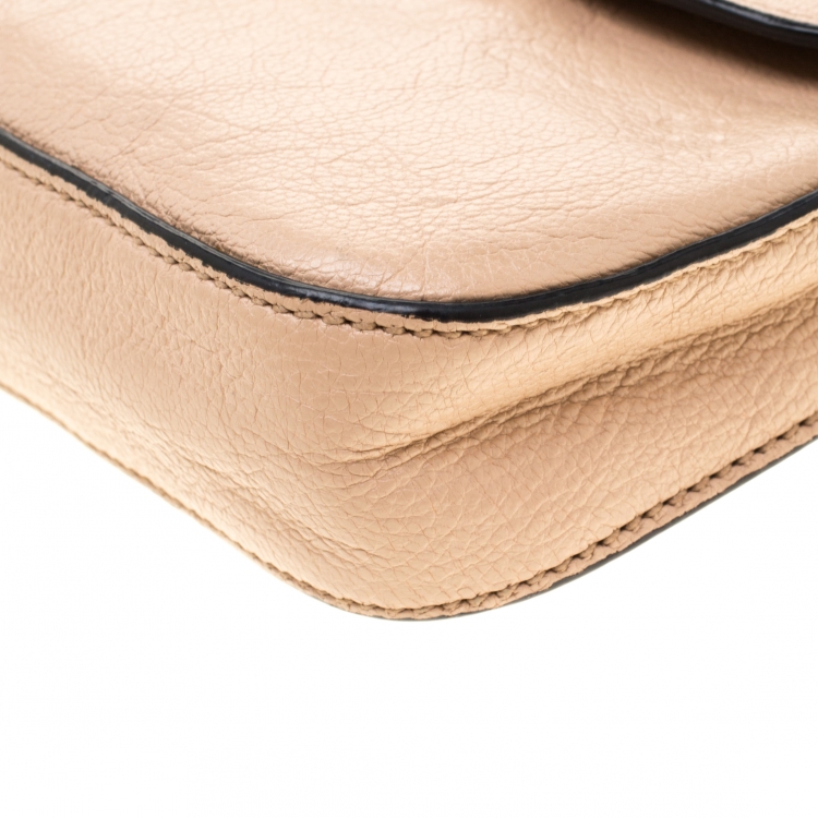 Pre Owned Miu Miu Beige Leather Flap Crossbody Bag