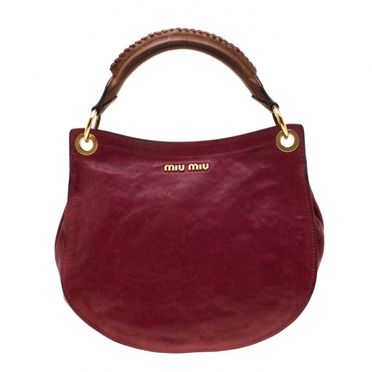 Pre Owned Miu Miu Tri Color Leather Aviator Hobo