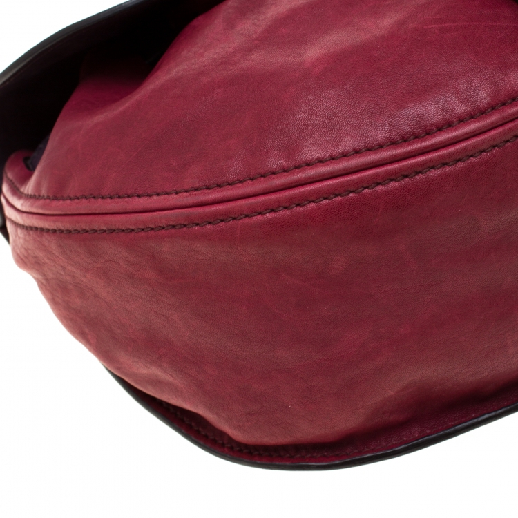 Pre Owned Miu Miu Tri Color Leather Aviator Hobo