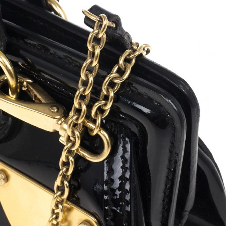 Pre Owned Miu Miu Black and Gold Framed Clutch