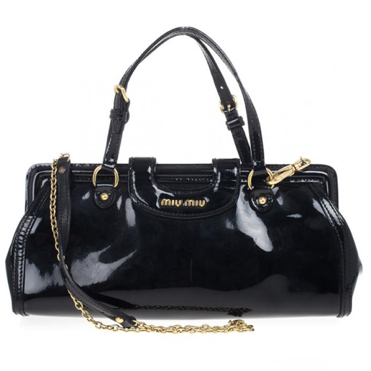 Pre Owned Miu Miu Black and Gold Framed Clutch