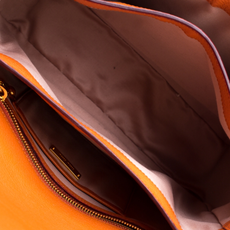 Pre Owned Miu Miu Orange Leather Madras Crossbody Bag