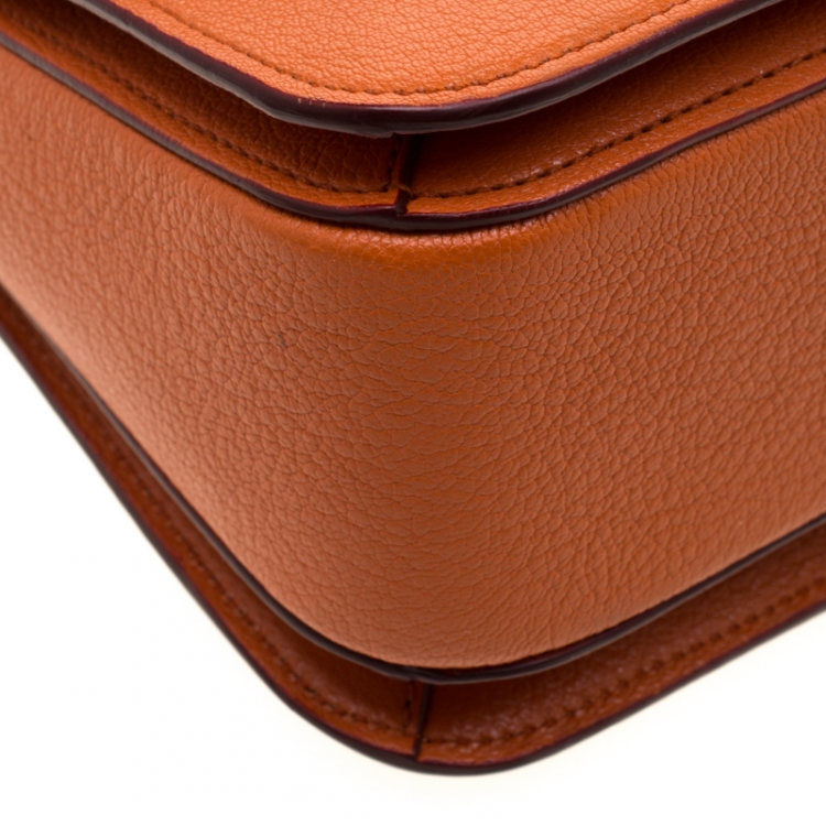 Pre Owned Miu Miu Orange Leather Madras Crossbody Bag