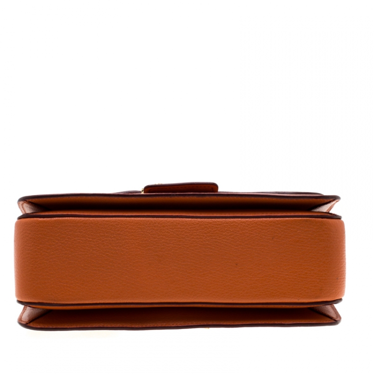 Pre Owned Miu Miu Orange Leather Madras Crossbody Bag