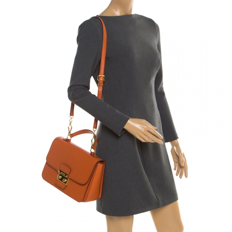 Pre Owned Miu Miu Orange Leather Madras Crossbody Bag