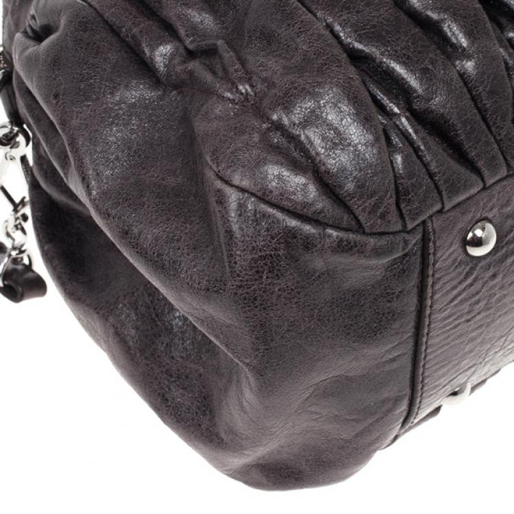 Pre Owned Miu Miu Graphite Matelasse Leather Tote