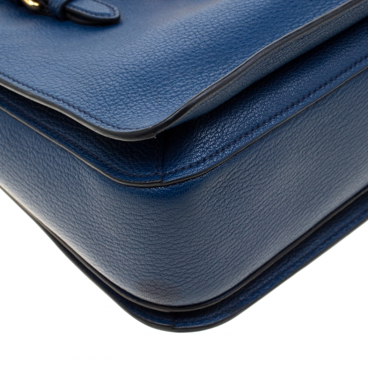 مملوكة مسبقًا Miu Miu Royal Blue Leather Madras Top Handle Bag