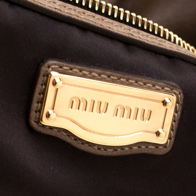 Pre Owned Miu Miu Brown Leather Vitello Sport Hobo Bag  