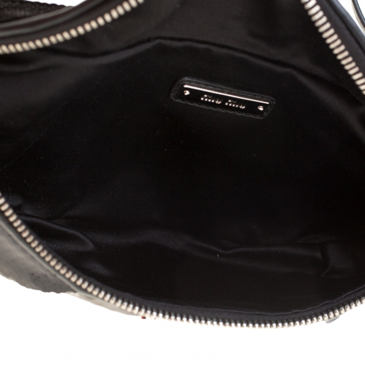 Pre Owned Miu Miu Black Sequins Leather Belt-Bag 