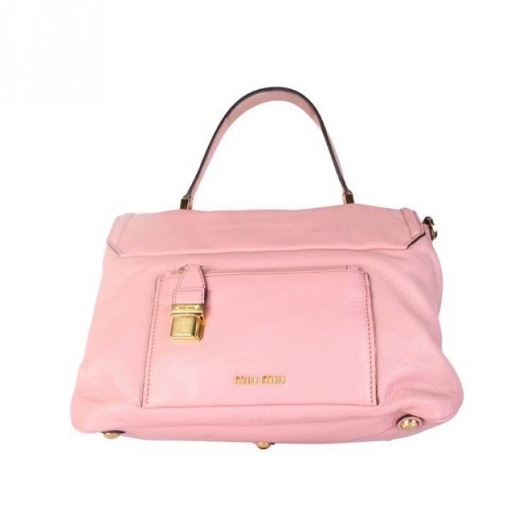 Pre Owned Miu Miu Pink Calfskin Leather Bag