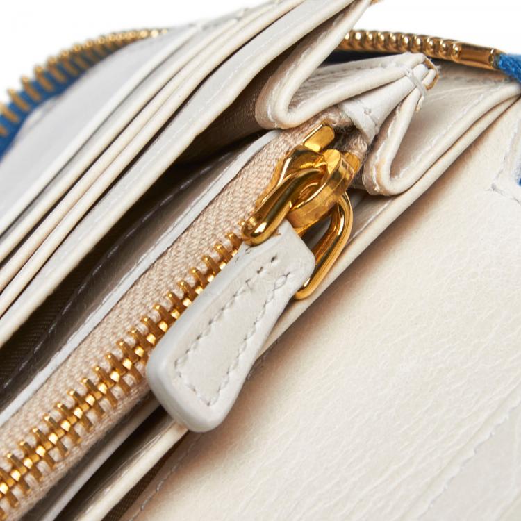 Pre Owned Miu Miu Blue Leather Apple Zip Around Wallet