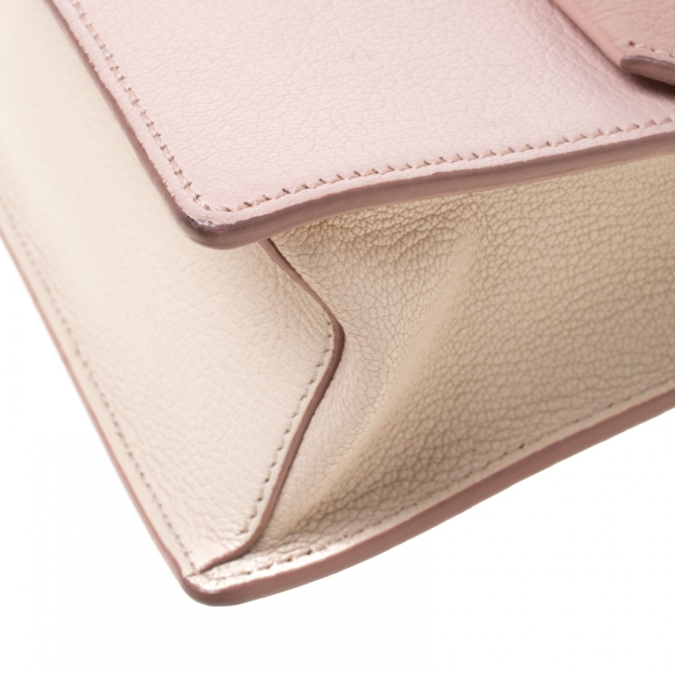 Pre Owned Miu Miu Pink/White leather Mini Madras Top Handle Bag 