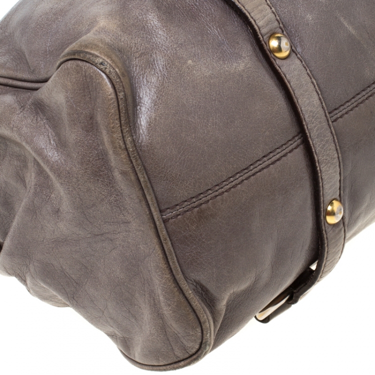 Pre Owned Miu Miu Olive Green Vitello Lux Leather Bow Satchel