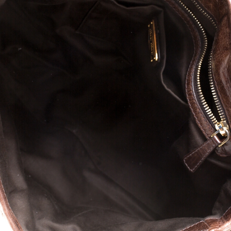 Pre Owned Miu Miu Dark Brown Matelasse Lux Leather Coffer Hobo