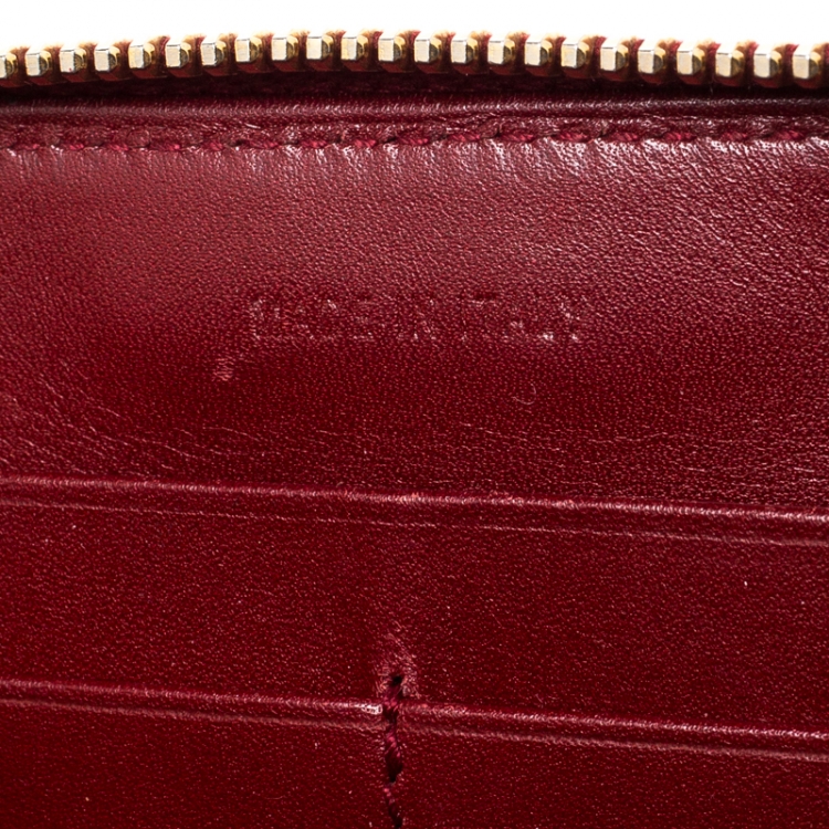 Pre Owned Miu Miu Red Croc Embossed Leather Zip Around Wallet