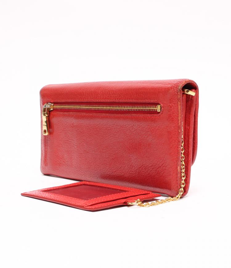 Pre Owned Miu Miu Red Leather Continental Wallet