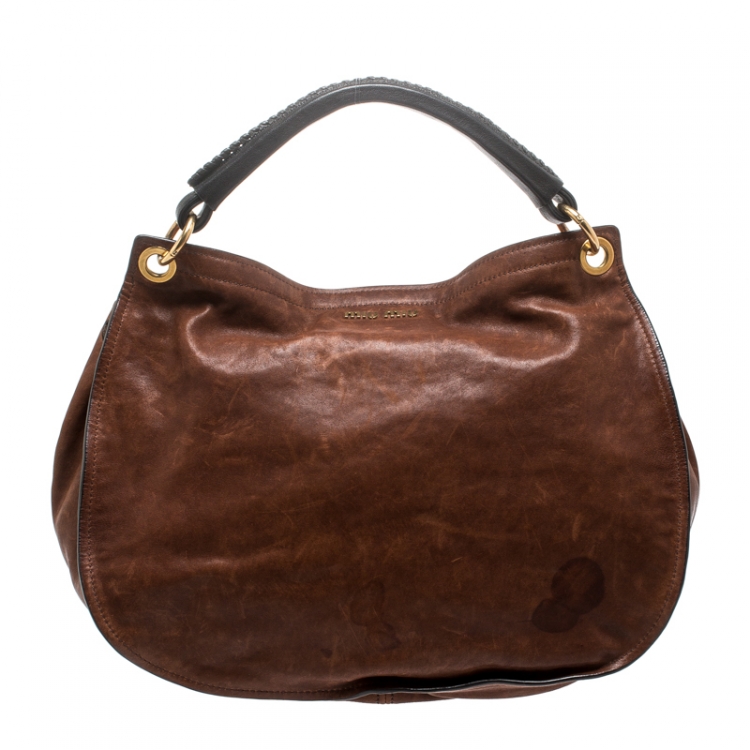 Pre Owned Miu Miu Multicolor Nappa Leather Large Hobo