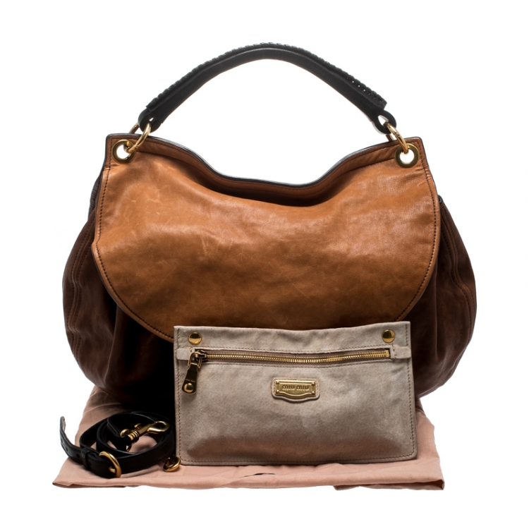 Pre Owned Miu Miu Multicolor Nappa Leather Large Hobo