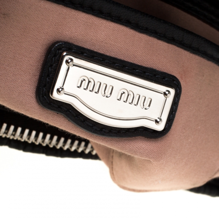Pre Owned Miu Miu Black Matelasse Nappa Leather Shoulder Bag 