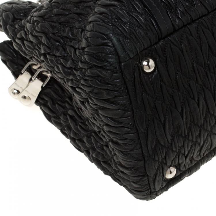 Pre Owned Miu Miu Black Matelasse Nappa Leather Shoulder Bag 