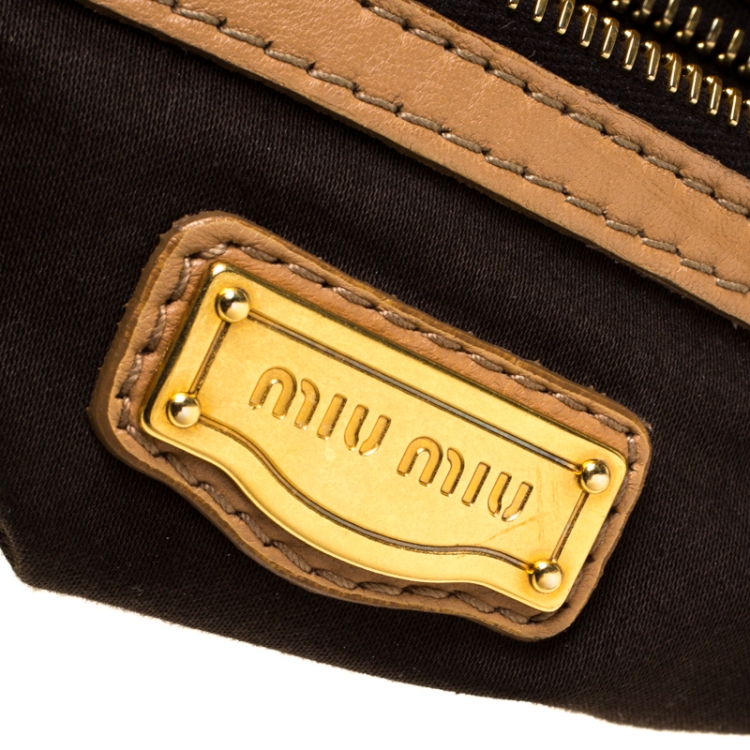 Pre Owned Miu Miu Beige Matelasse Leather Shopper Tote