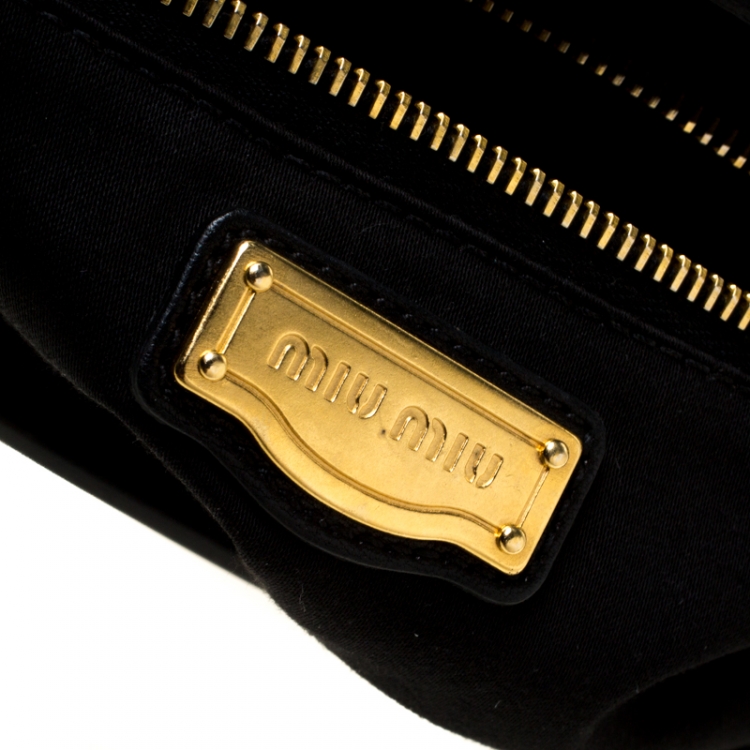 Pre Owned Miu Miu Black Matelasse Lux Leather Bauletto Satchel