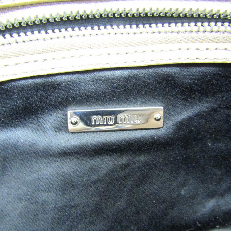 Pre Owned Miu Miu Beige Matelasse Nappa Leather Cristal Shoulder Bag 