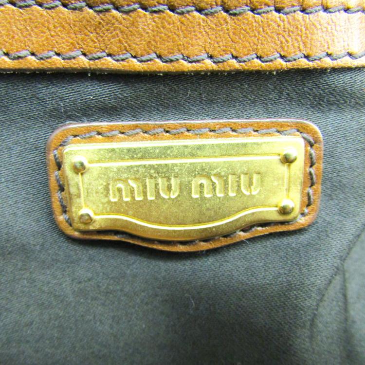 Pre Owned Miu Miu Brown Leather Tote Bag